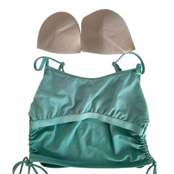 Hurley Women’s Teal Swimwear Top Side Drawstring, Removable Pads Size M - Picture 6 of 9